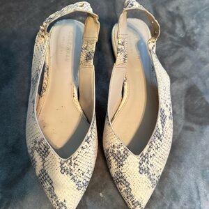 Cole Haan Cream and Gray Flats with Snakeskin Pattern